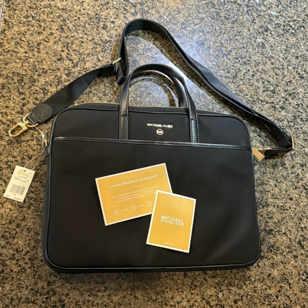 Michael Kors Black Laptop Bag with Structured Design
